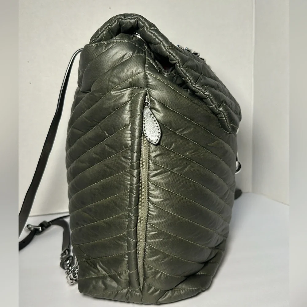 Rebecca Minkoff Edie Quilted Leather Backpack - Seaweed Green - Chain Detail